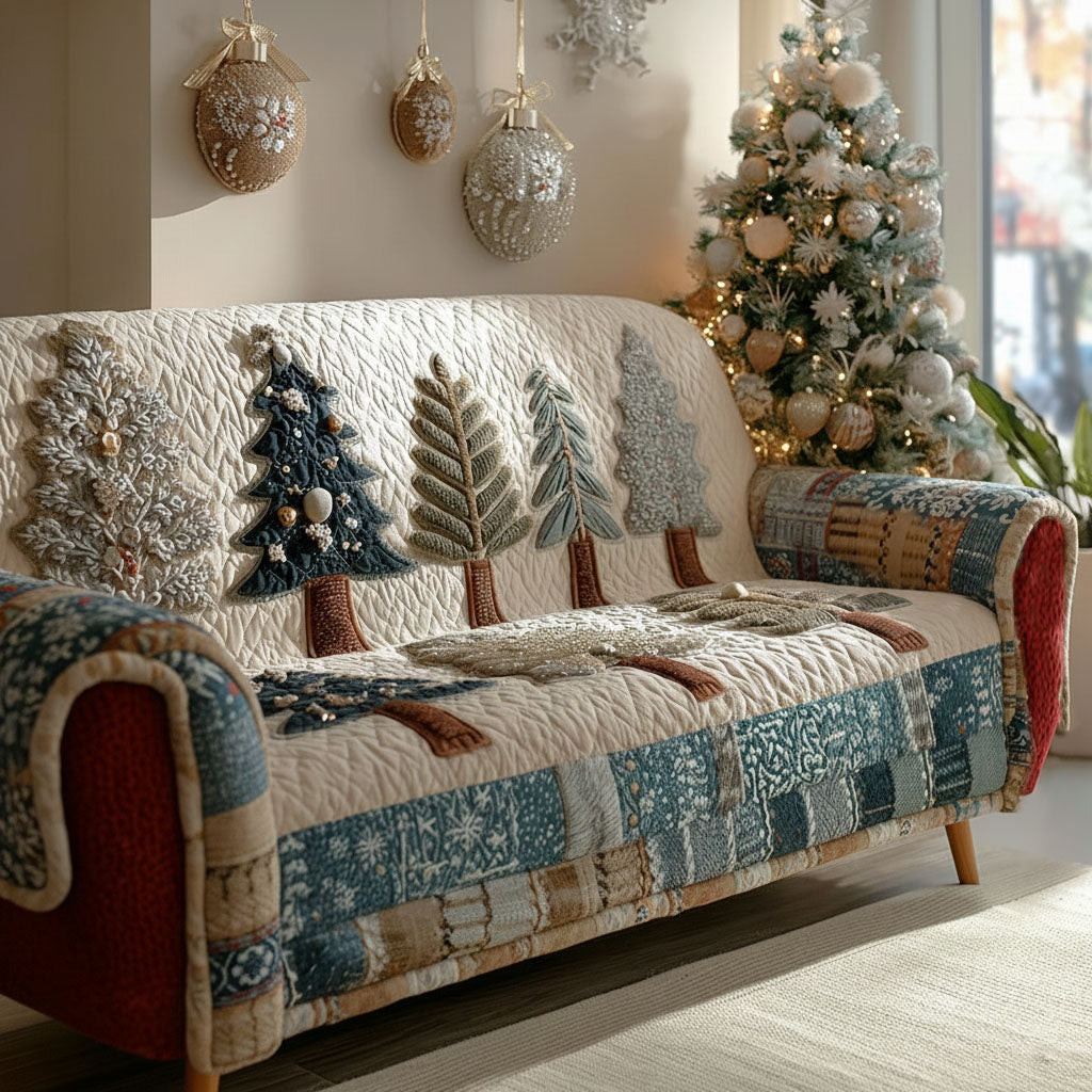 Festive Forest Walk Quilted Sofa Cover Christmas Family Room Decor Christmas Giving Ideas For Families - Tradiviet