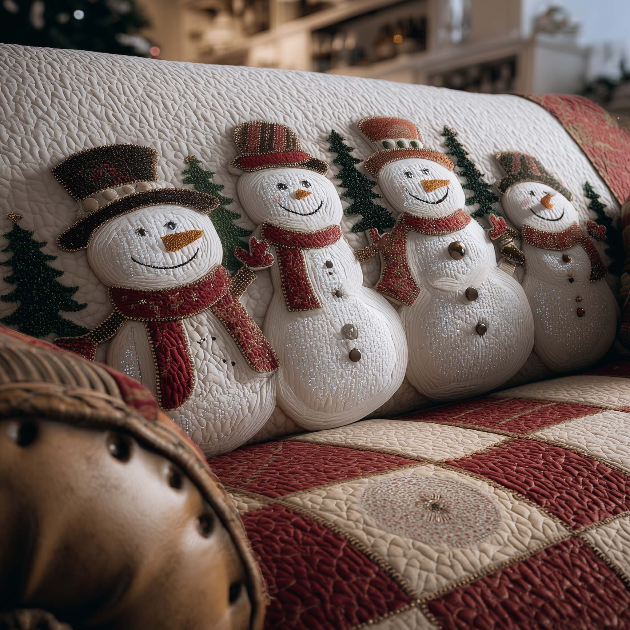 Festive Joy Quilted Sofa Cover Christmas Home Couch Cover Home Gift For Her - Tradiviet