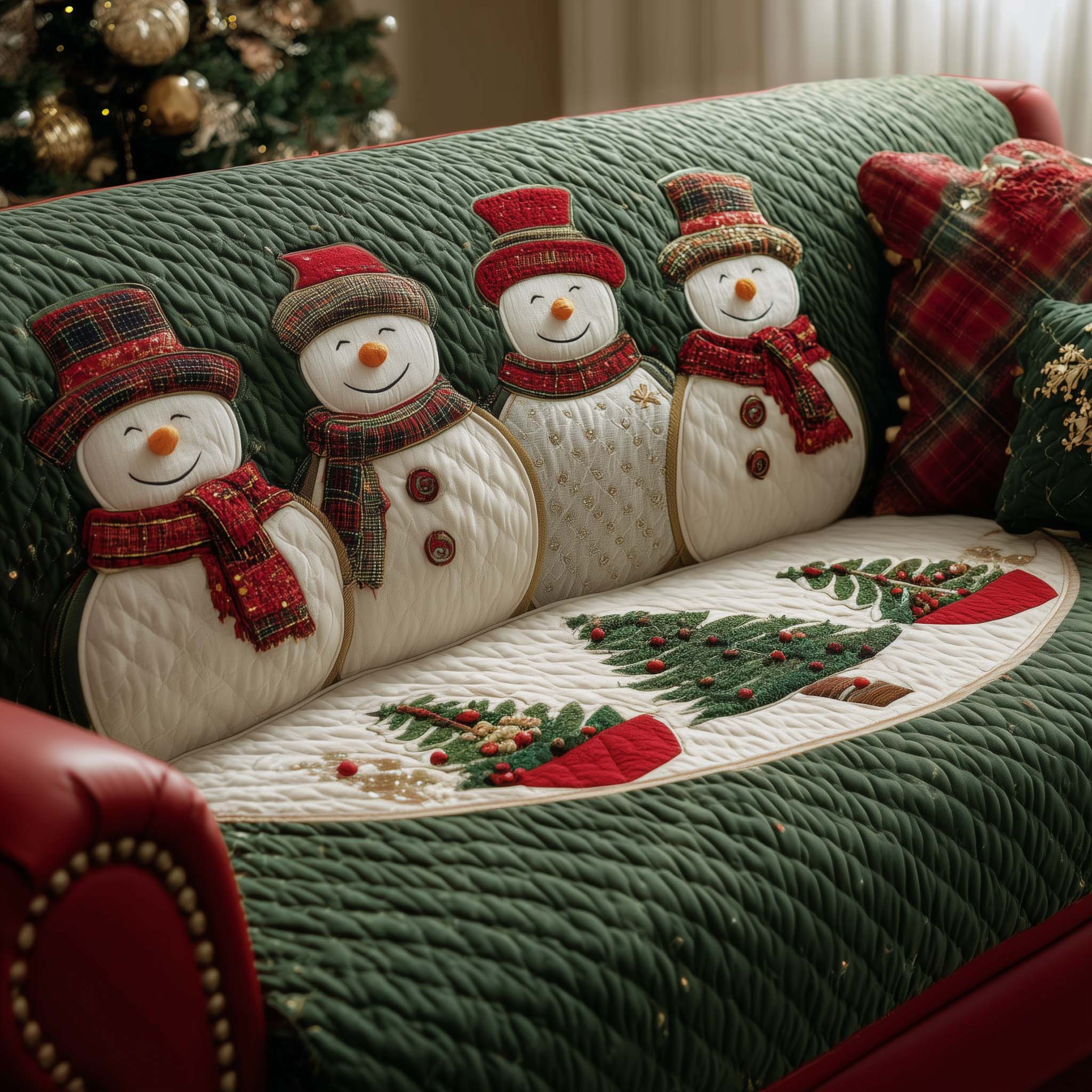 Festive Joy Quilted Sofa Cover Christmas Home Couch Cover Home Gift For Him - Tradiviet