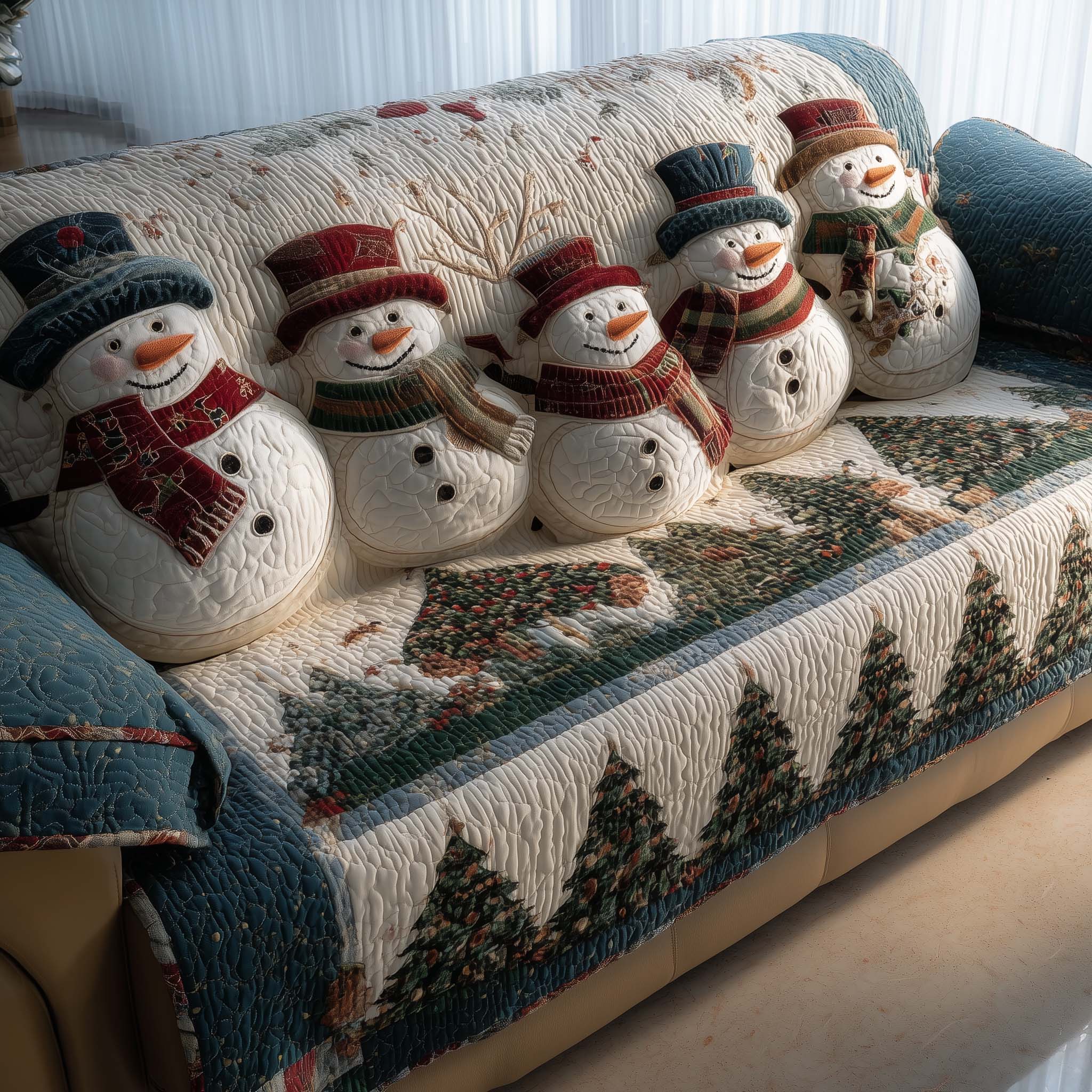 Festive Joy Quilted Sofa Cover Christmas Home Couch Cover Room Gift For Her - Tradiviet