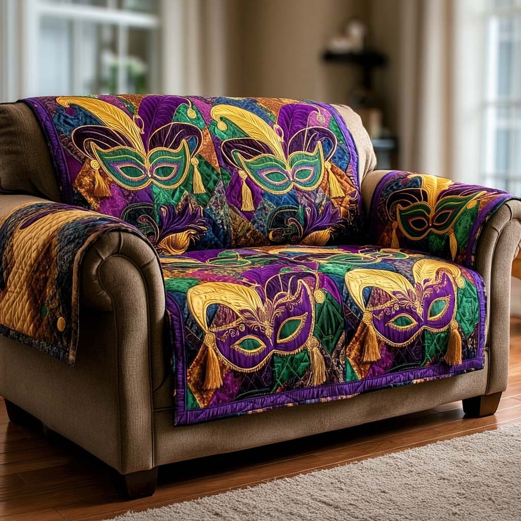 Festive Mardi Quilted Sofa Cover Warm Room Decor Home Lover Gift Ideas - Tradiviet