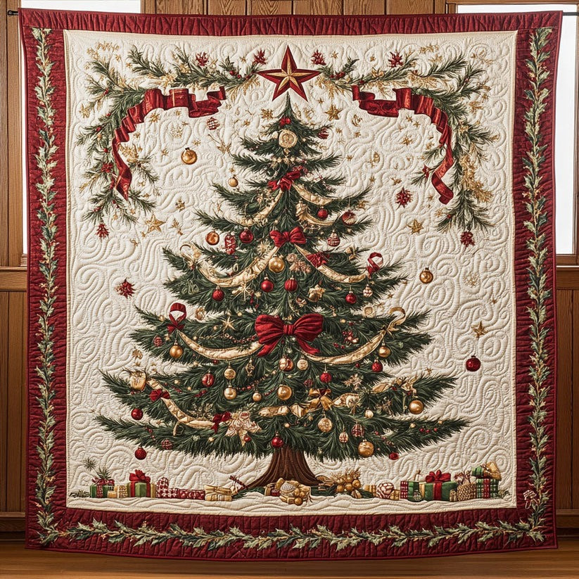 Festive Pine Quilt Blanket Winter Holiday Christmas Themed Gifts For Family - Tradiviet
