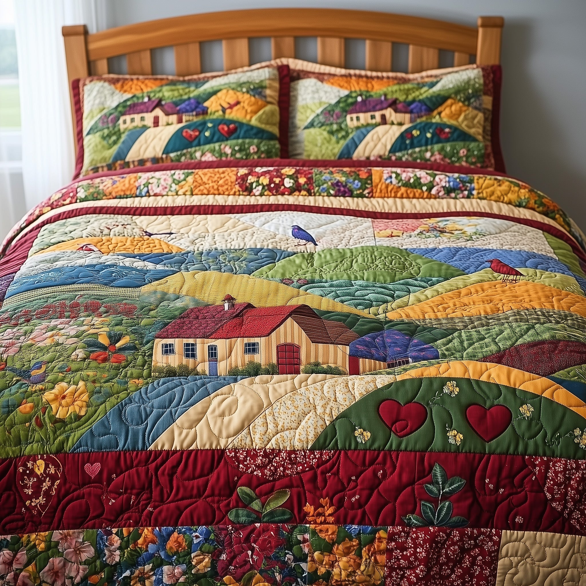 Fields of Harmony Quilted Bedding Set Fields Harmony Charm Gift For Fields Harmony - Tradiviet