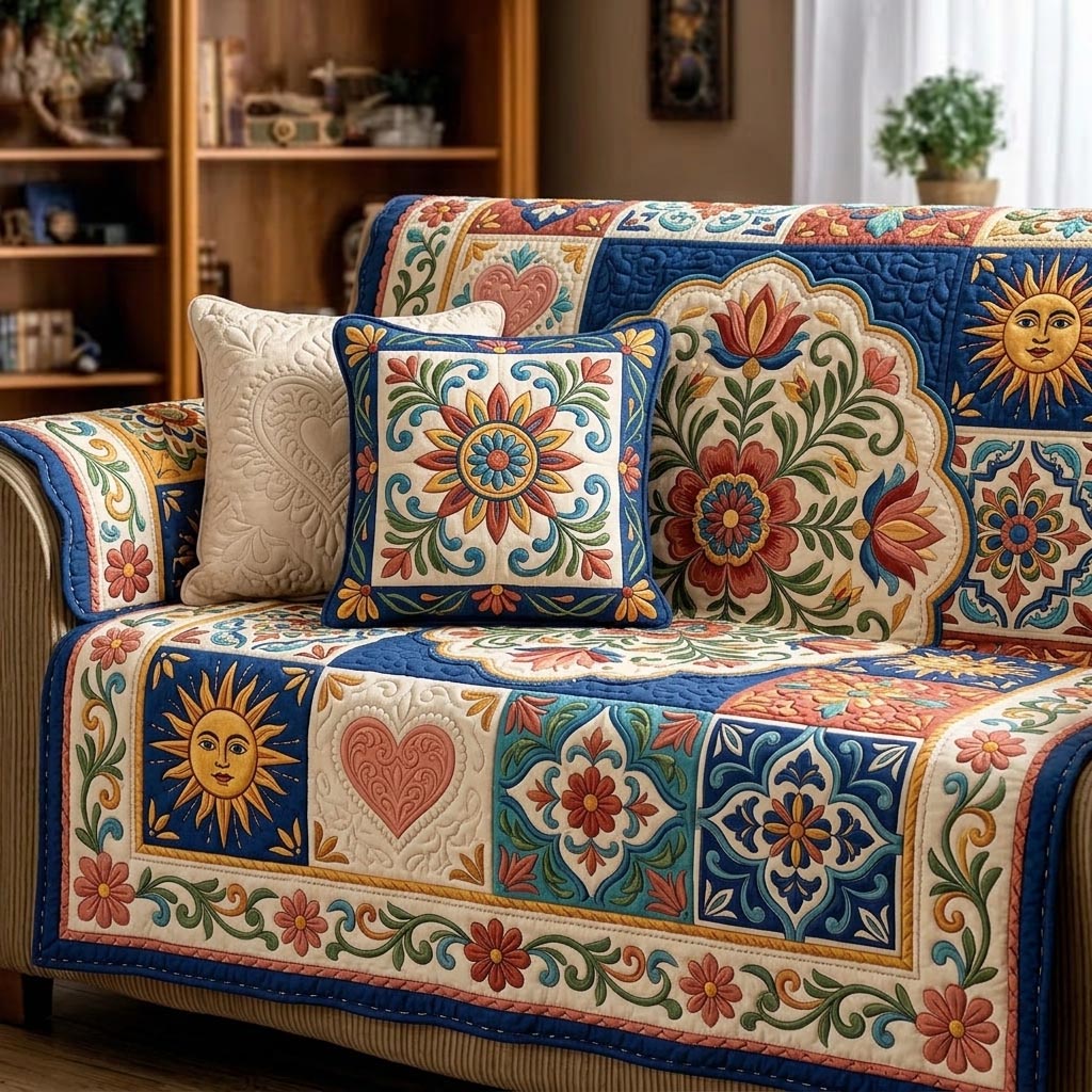Fiesta Cultura Quilted Sofa Cover Fiesta Home Couch Cover Cozy Home Decor Gifts - Tradiviet