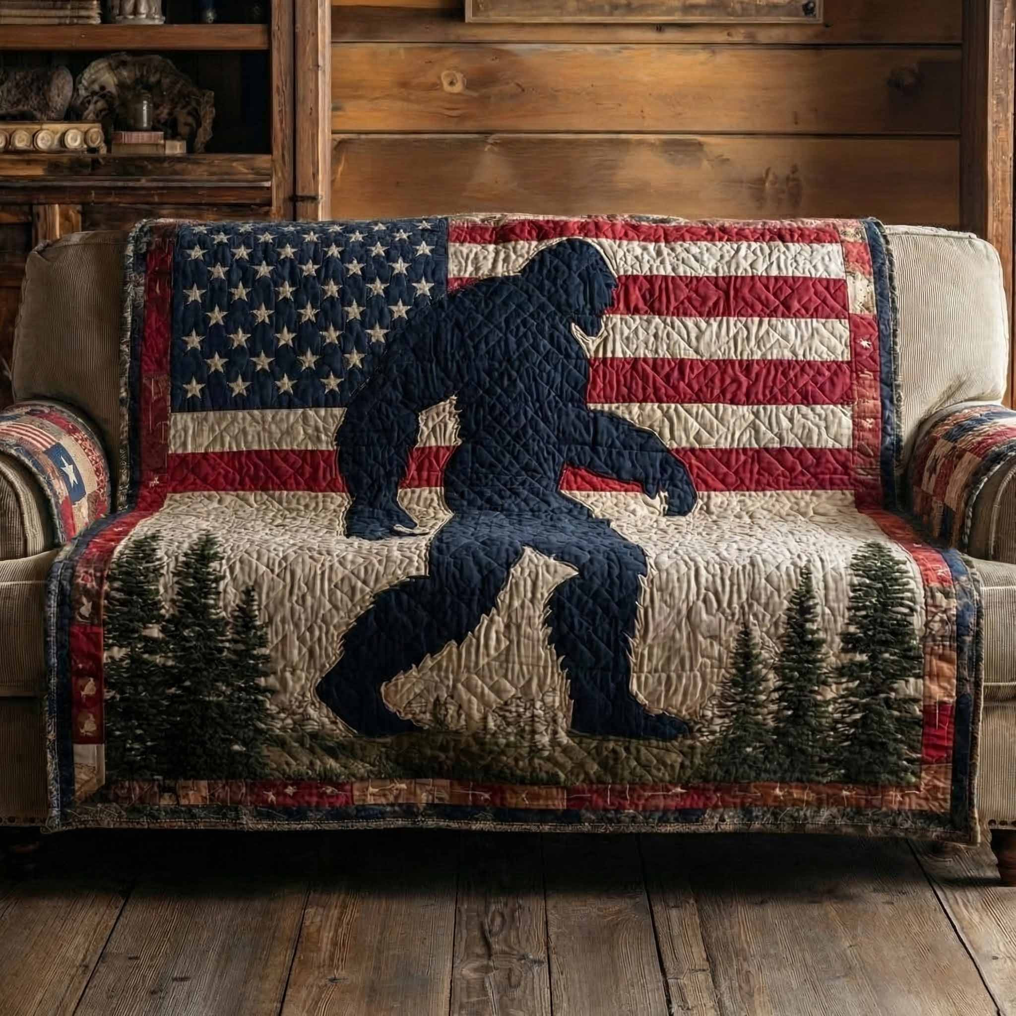 Fireside Giants Quilted Sofa Cover Sofa Couch Slipcover Unique Sasquatch Gifts - Tradiviet