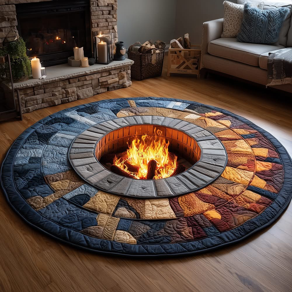 Fireside Tales Christmas Round Mat Circle Carpet Decorations Xmas Gifts For Family - Tradiviet