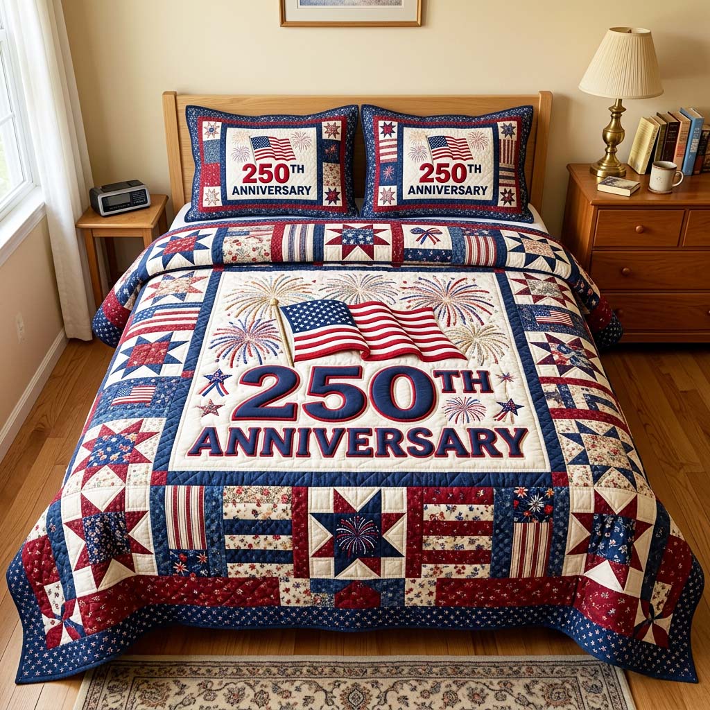 Firework Flag Quilted Bedding Set Firework Flag Setting Gift For Firework Flag - Tradiviet