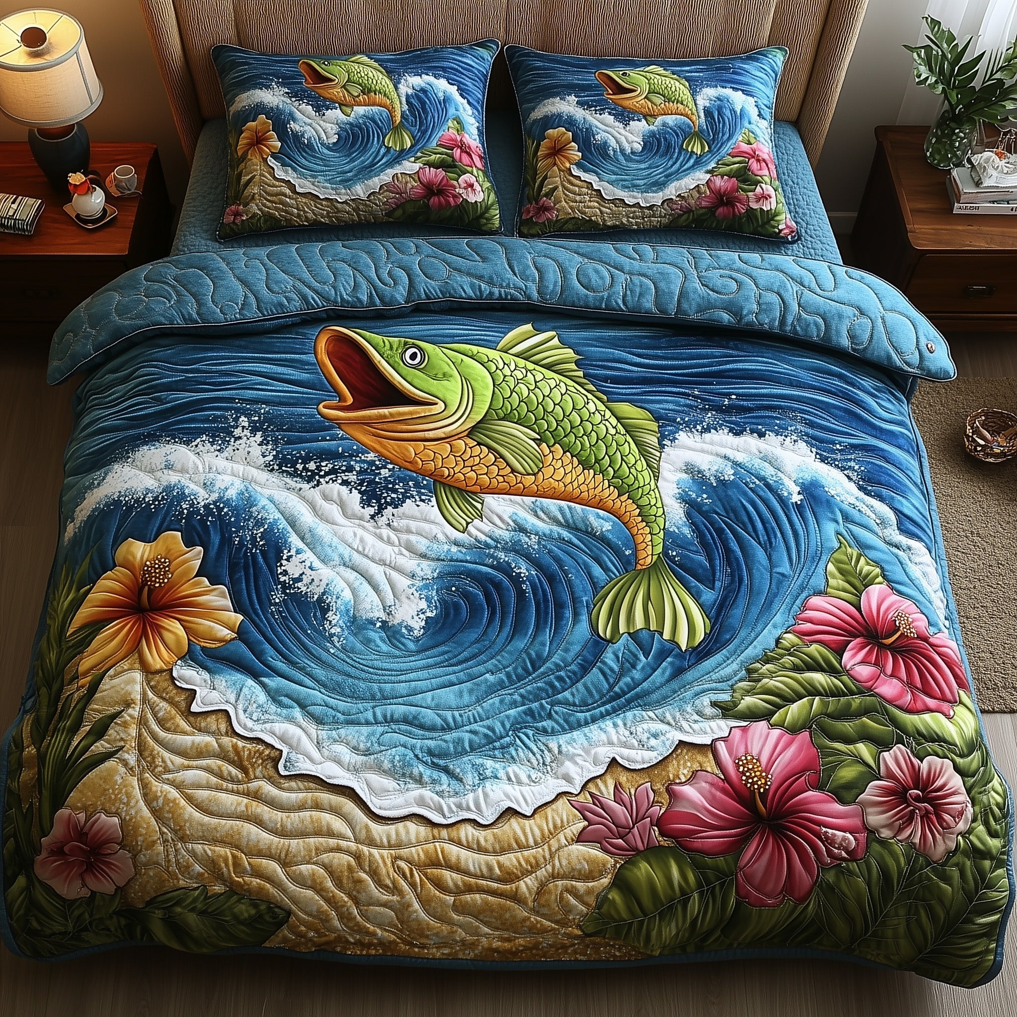Fish Paradise Quilted Bedding Set Fish Paradise Room Gift For Fish Paradise - Tradiviet