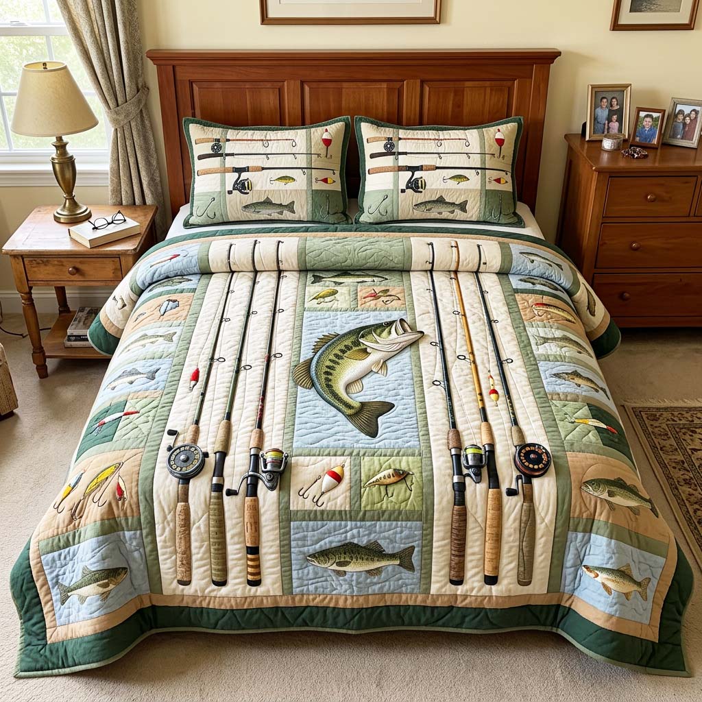 Fishing Rods Quilted Bedding Set Fishing Rods Pride Gift For Fishing Rods - Tradiviet