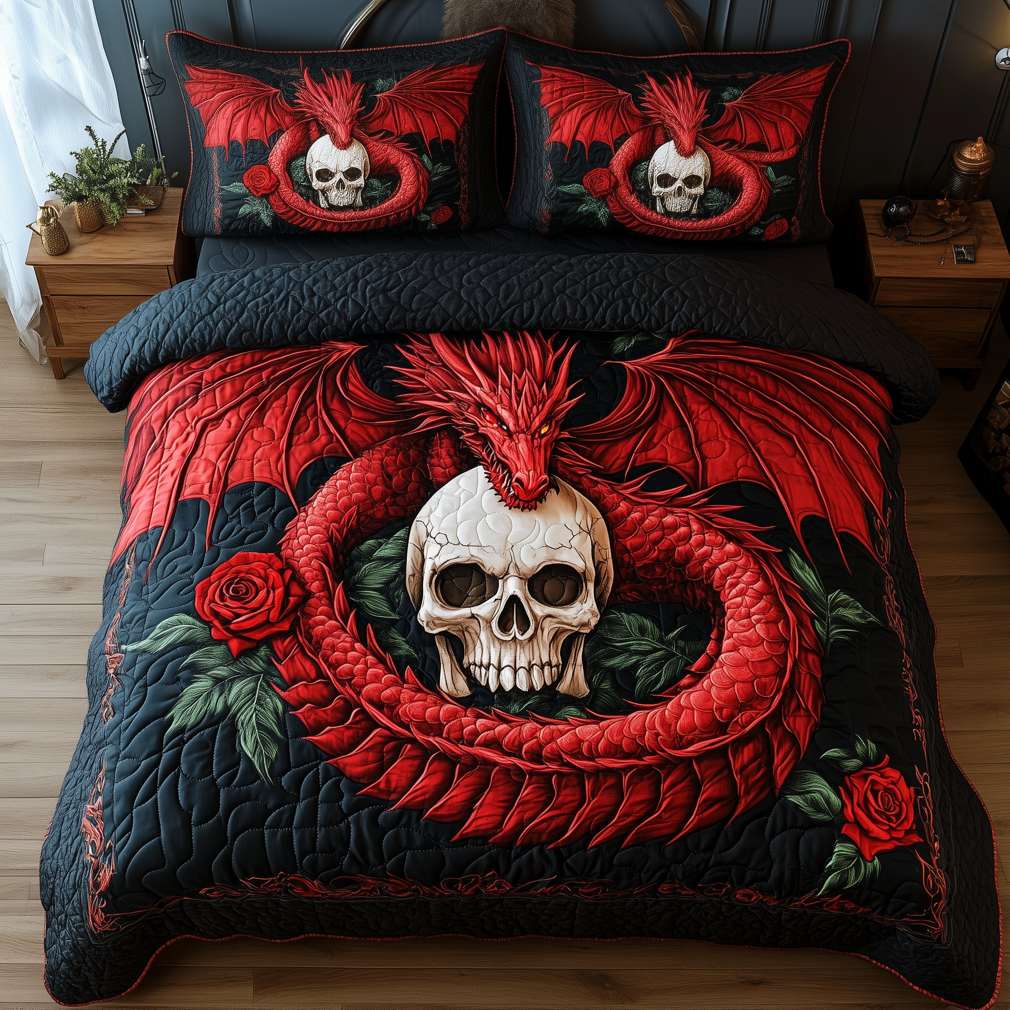 Flamebound Guardian Quilted Bedding Set Flamebound Guardian Midnight Gift For Mom - Tradiviet