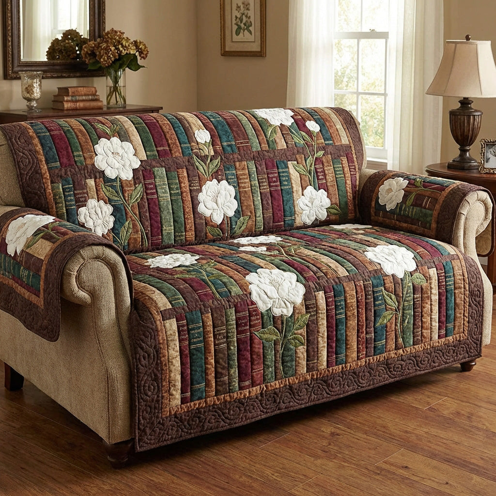 Floral Book Cottage Quilted Sofa Cover The Best Couch Covers Best Unique Book Gifts - Tradiviet