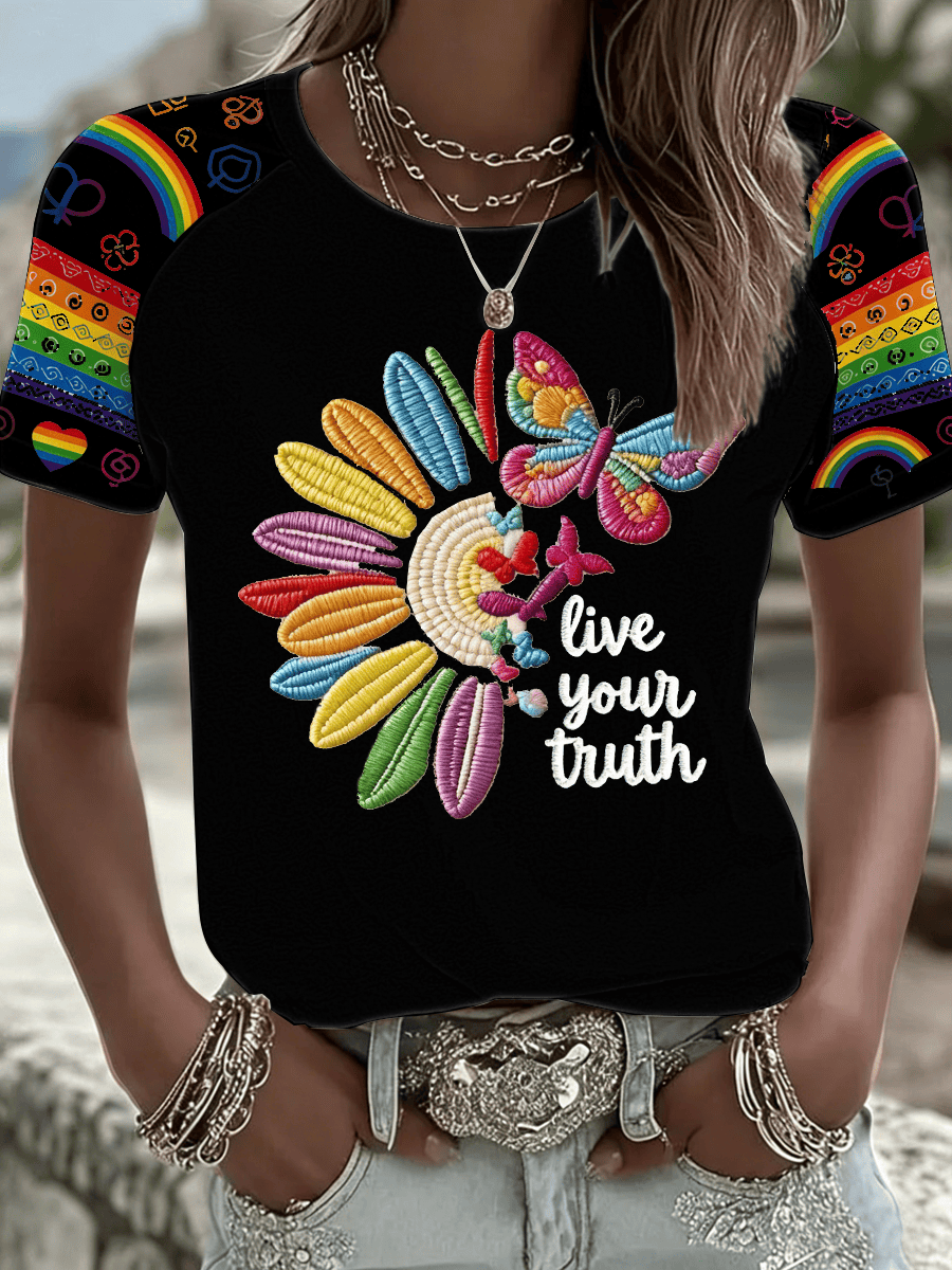 Floral Butterfly LGBTQ Live Your Truth Shirt Unique Pride Month Merch Gift For Her - Tradiviet