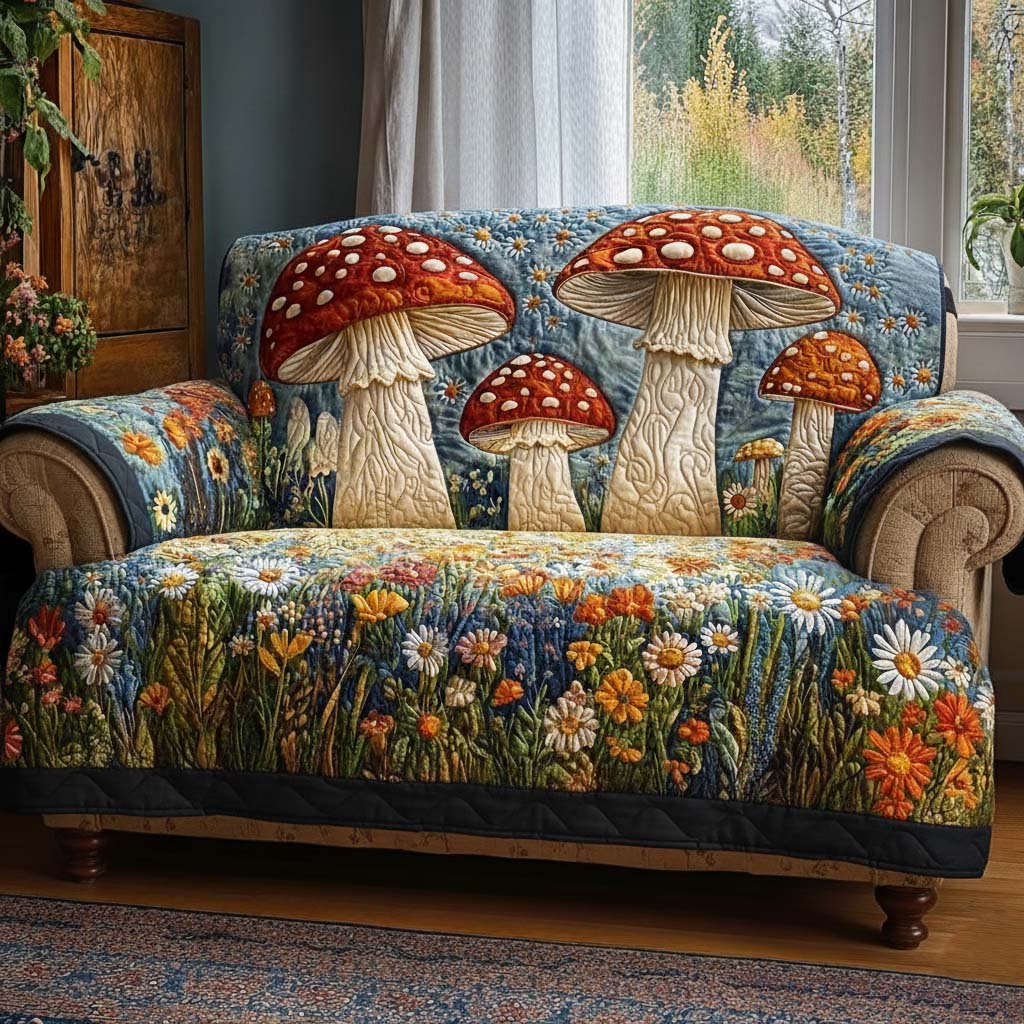 Floral Canopy Quilted Sofa Cover Forest Home Couch Cover Great Housewarming Gift Ideas - Tradiviet