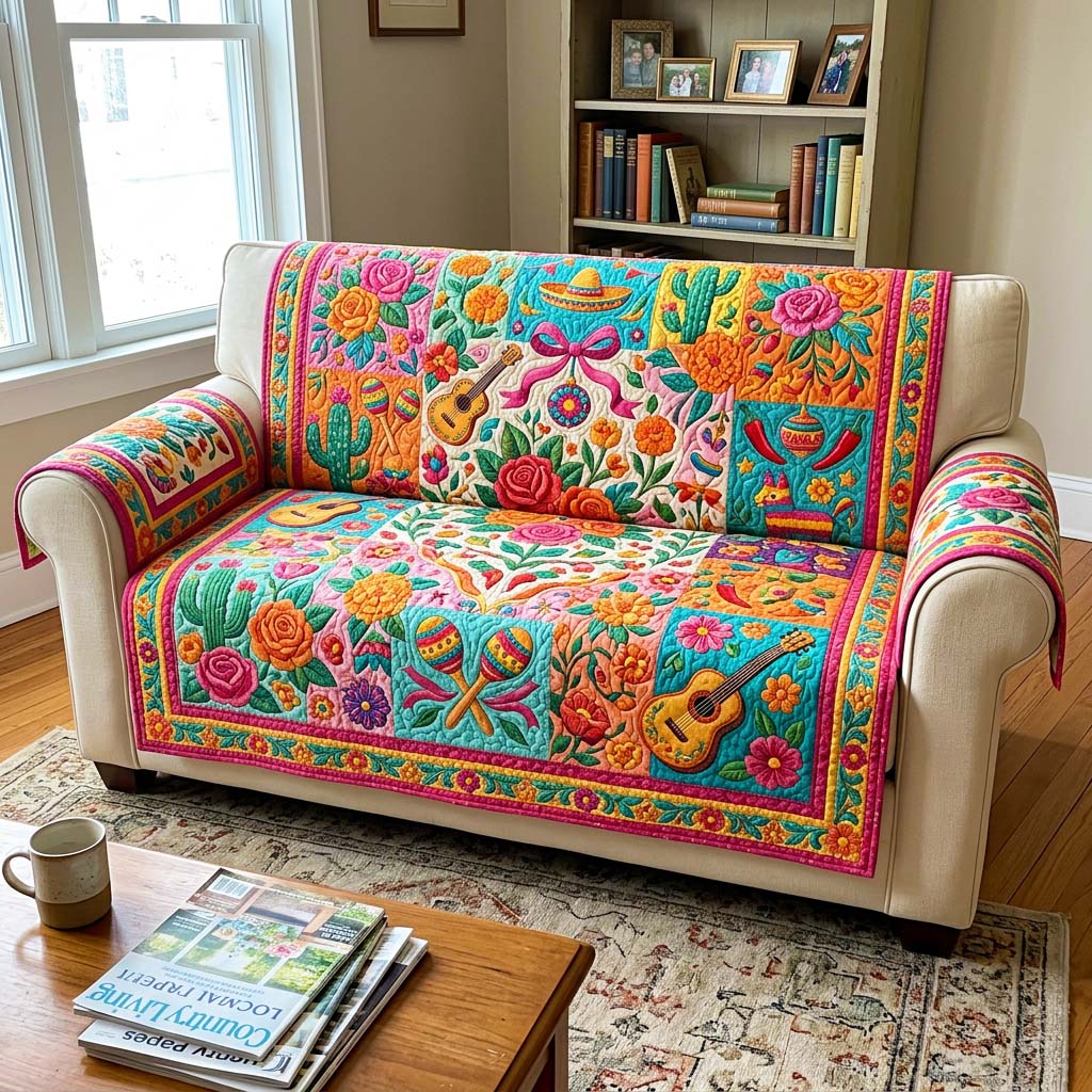 Floral Fiesta Quilted Sofa Cover Fiesta Home Couch Cover Gifts For Deer Hunters - Tradiviet