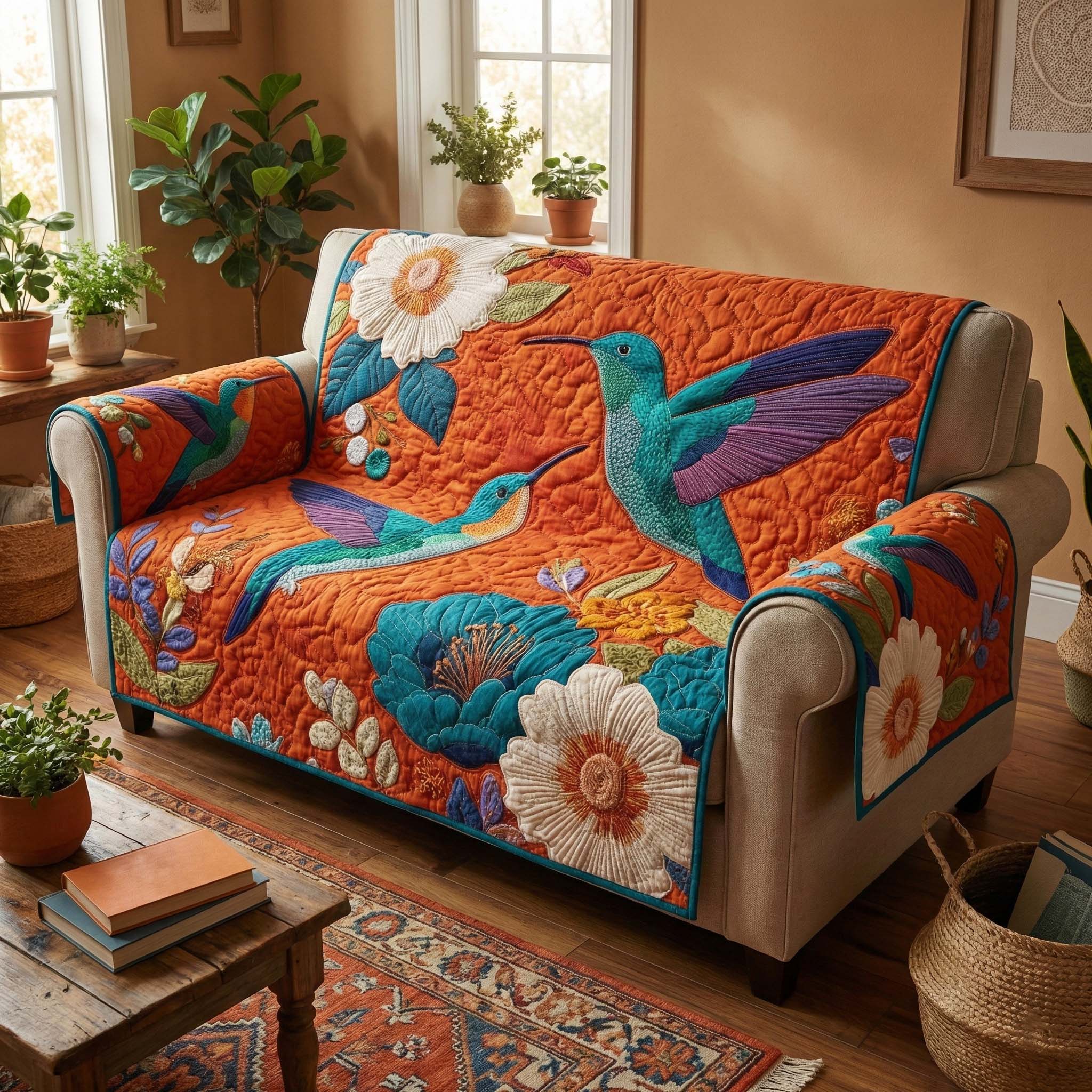 Floral Garden Quilted Sofa Cover Floral Home Couch Cover Gift Ideas For Cat Lovers - Tradiviet
