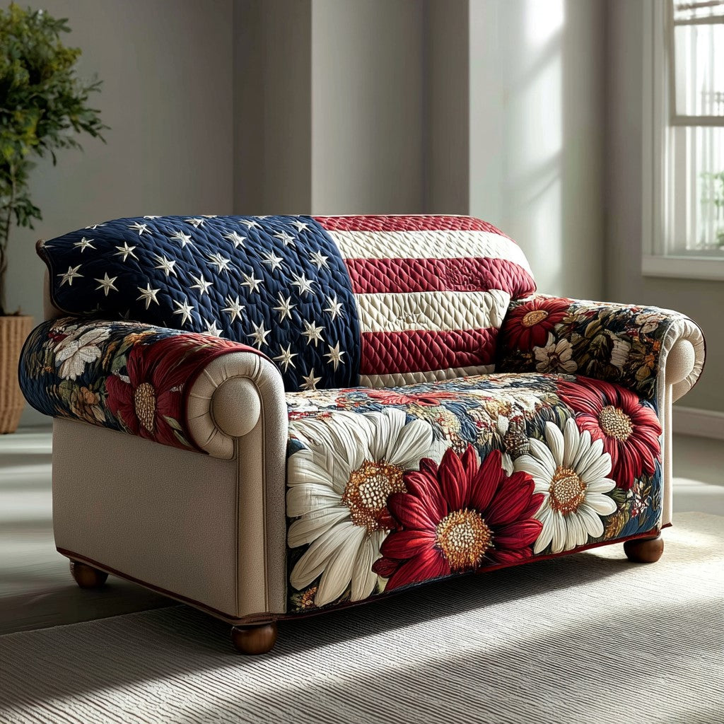 Floral Glory Quilted Sofa Cover Classic Room Decor Gift For House Lover - Tradiviet