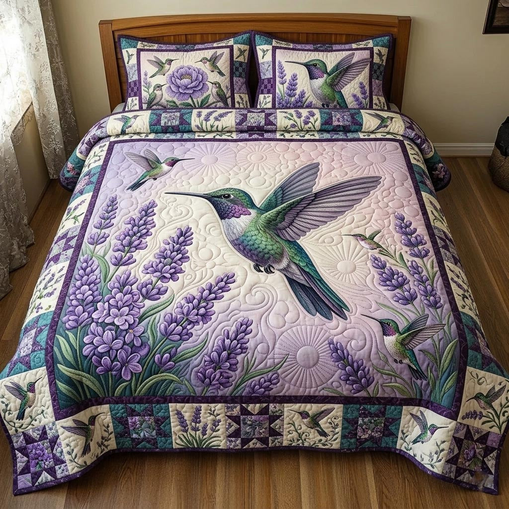 Floral Hummingbird Quilted Bedding Set Floral Hummingbird Nest Gift For Mom - Tradiviet