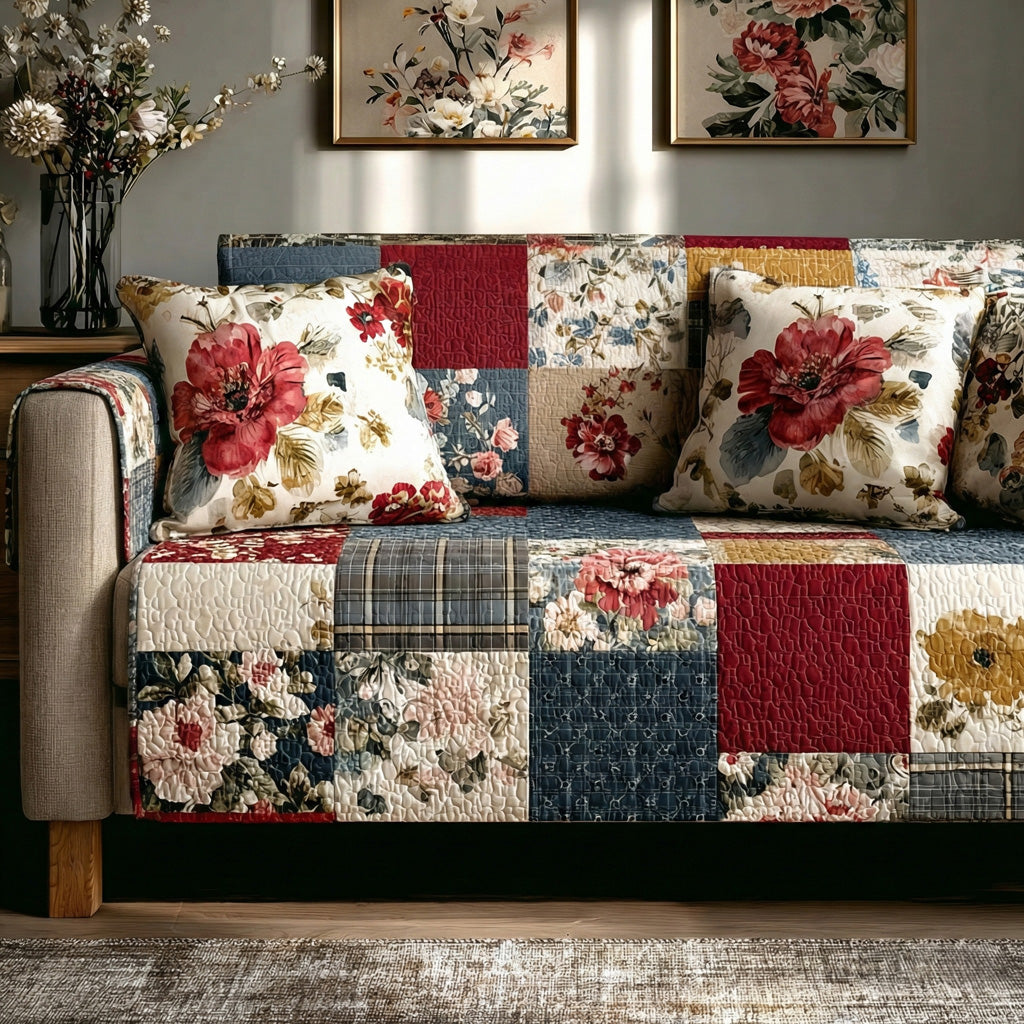 Floral Keepsake Quilted Sofa Cover Room Decor Ideas Cozy Living Gift Ideas - Tradiviet