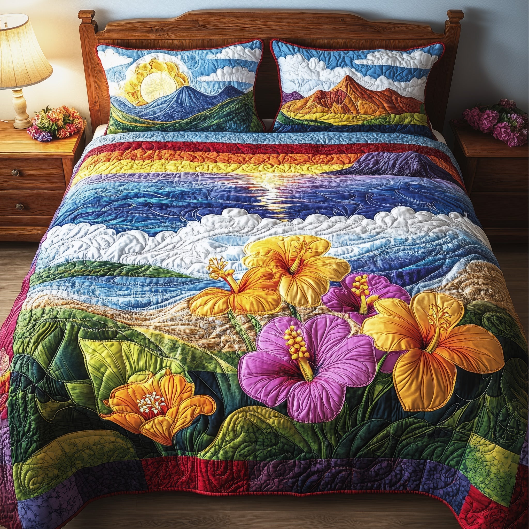 Floral Paradise Quilted Bedding Set Floral Paradise Pattern Gift For Paradise Brother - Tradiviet