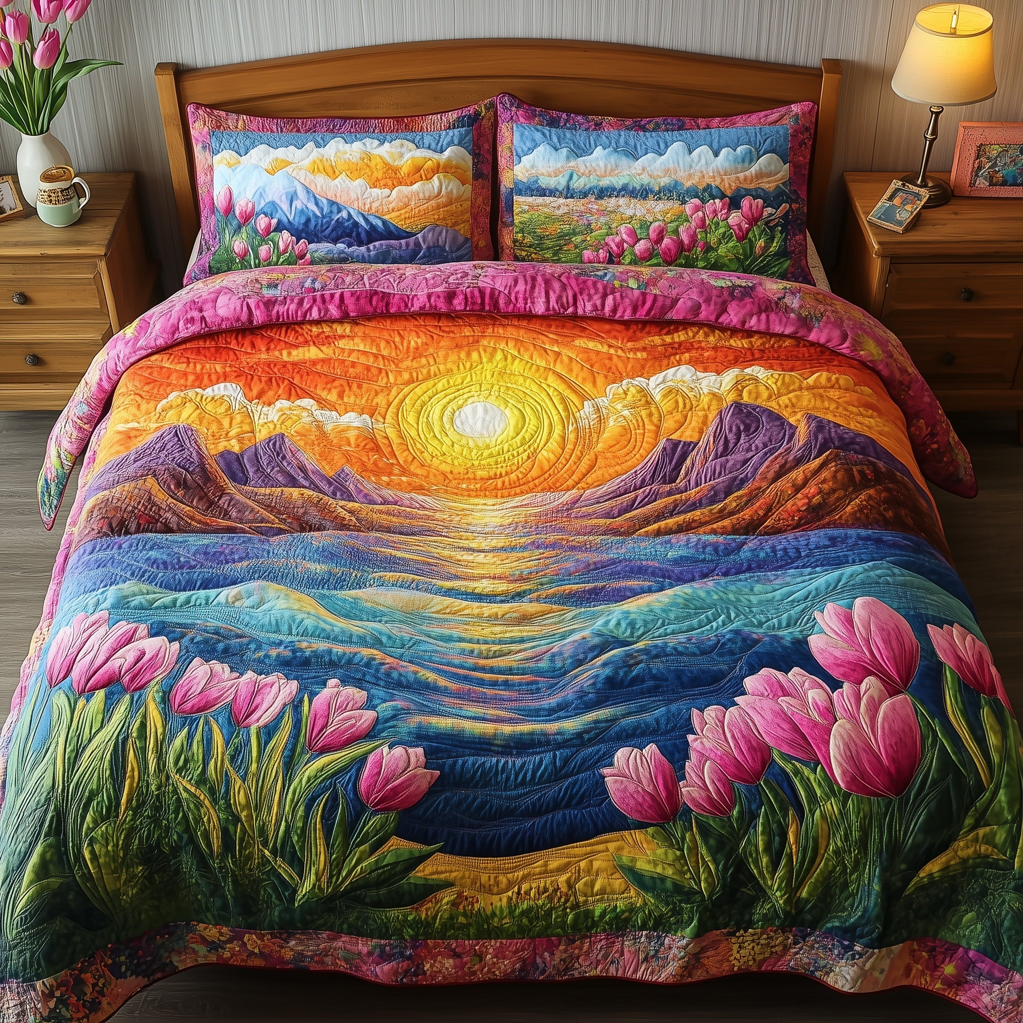 Floral Paradise Quilted Bedding Set Floral Paradise Soft Gift For Floral Paradise - Tradiviet