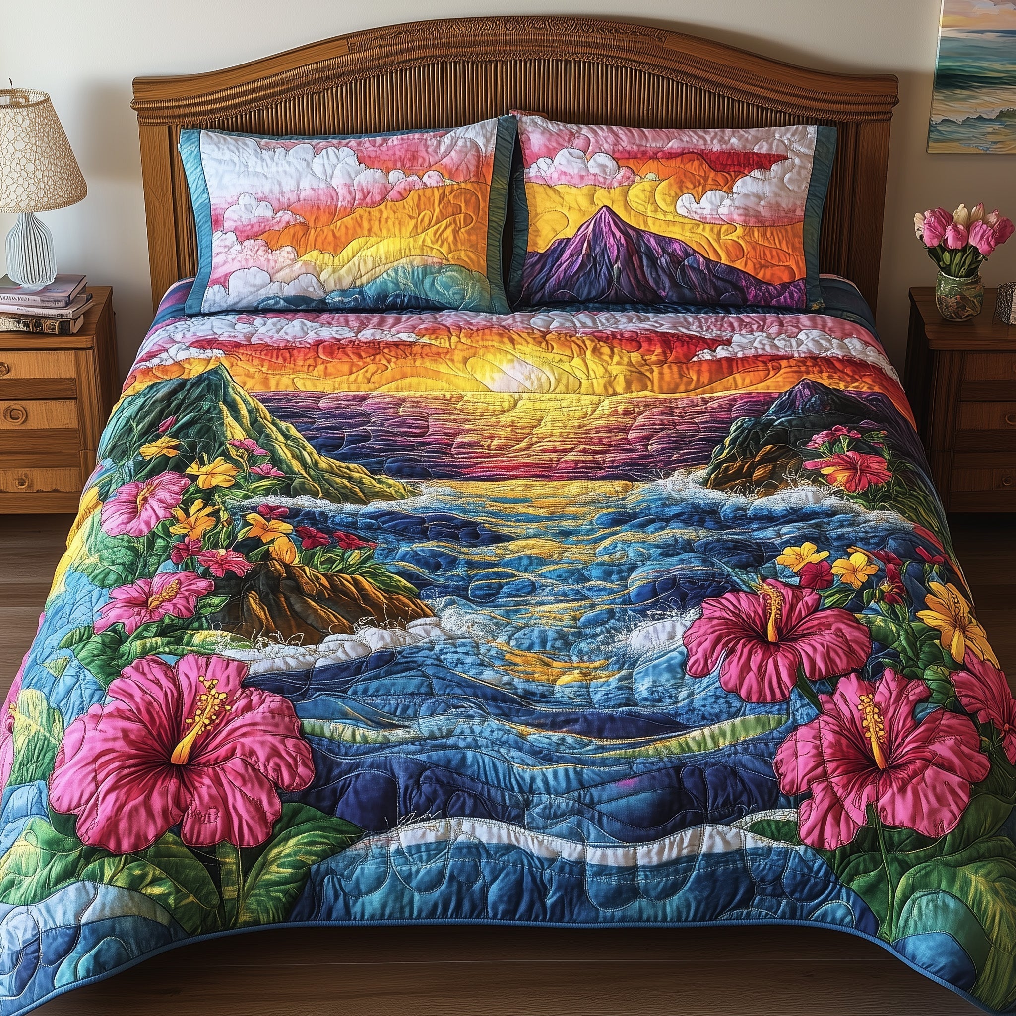 Floral Paradise Quilted Bedding Set Floral Paradise Starlight Gift For Paradise Husband - Tradiviet