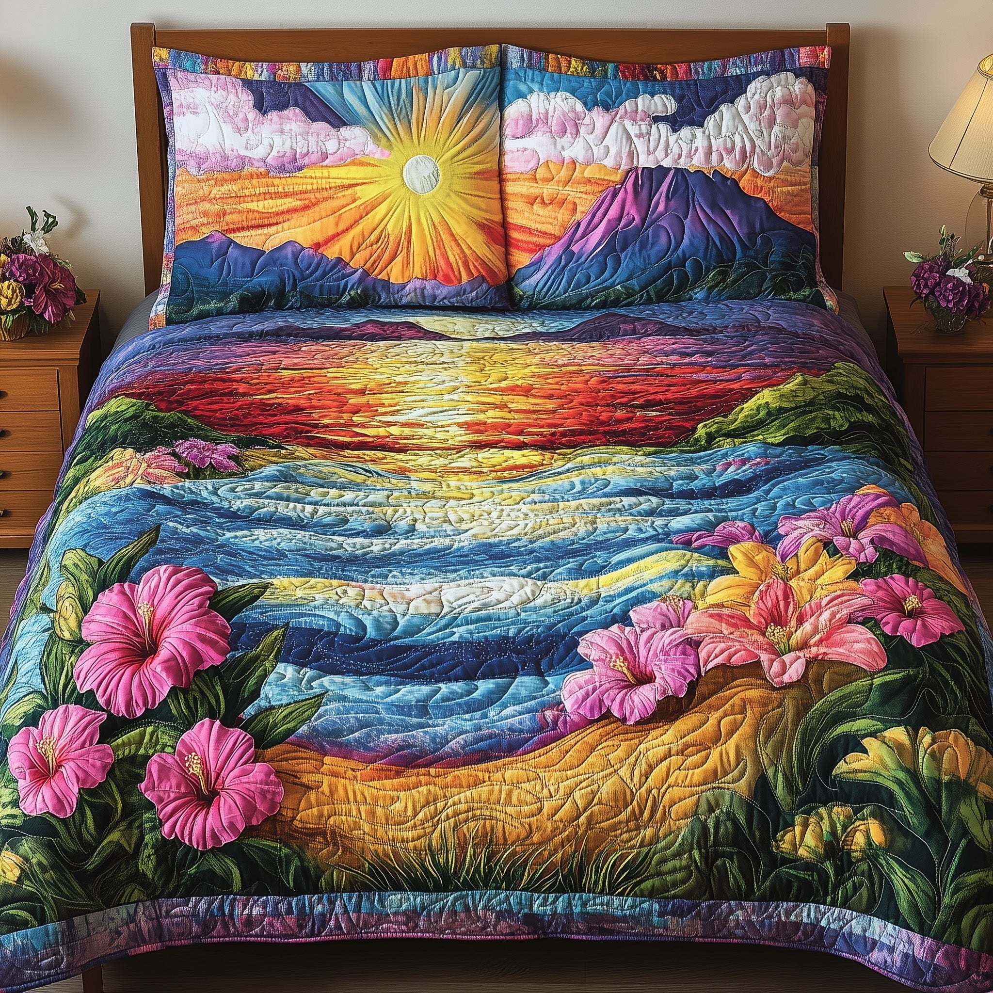Floral Paradise Quilted Bedding Set Floral Paradise Style Gift For Paradise Sister - Tradiviet