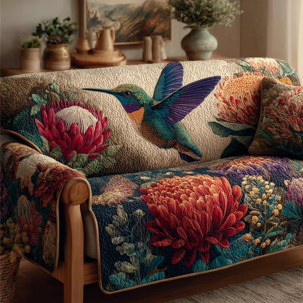 Floral Serenade Quilted Sofa Cover Soft Room Decor Cute Room Decor Gifts - Tradiviet