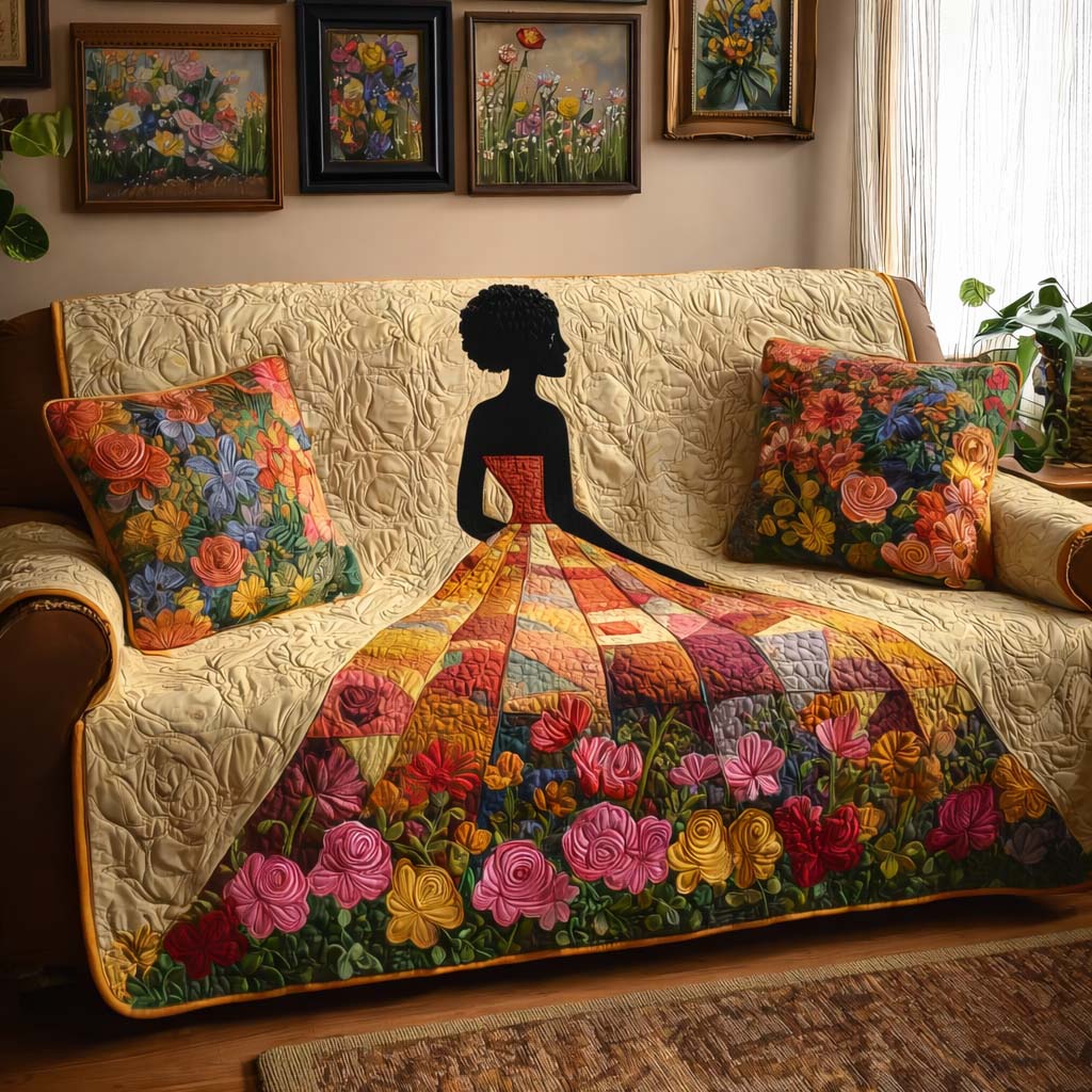 Floral Solace Quilted Sofa Cover Floral Home Couch Cover Home Decor Gift Ideas - Tradiviet