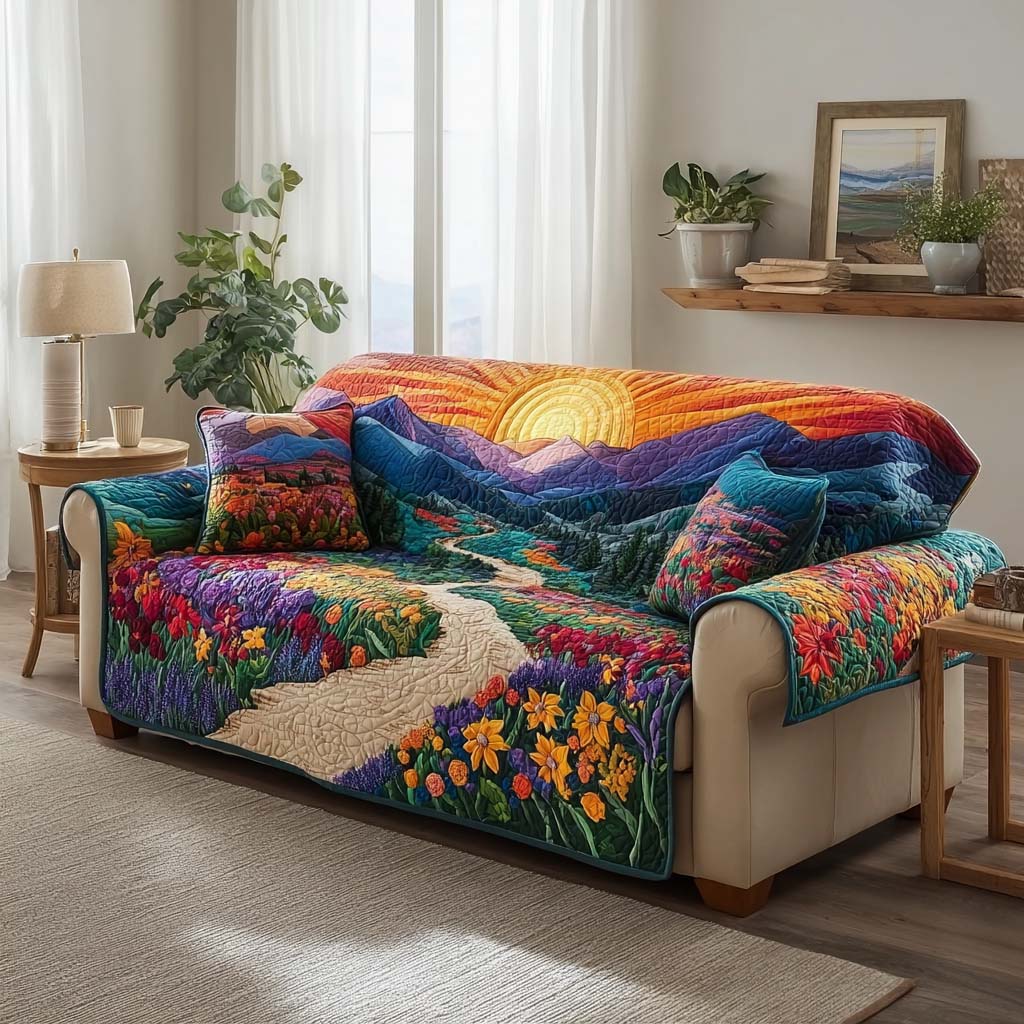 Floral Whisper Quilted Sofa Cover Minimalist Room Decor Top Home Decor Gifts - Tradiviet