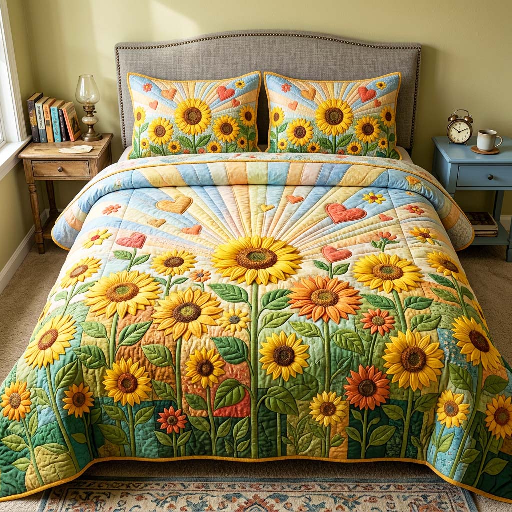 Folk Garden Quilted Bedding Set Folk Garden Idea Gift For Folk Garden - Tradiviet