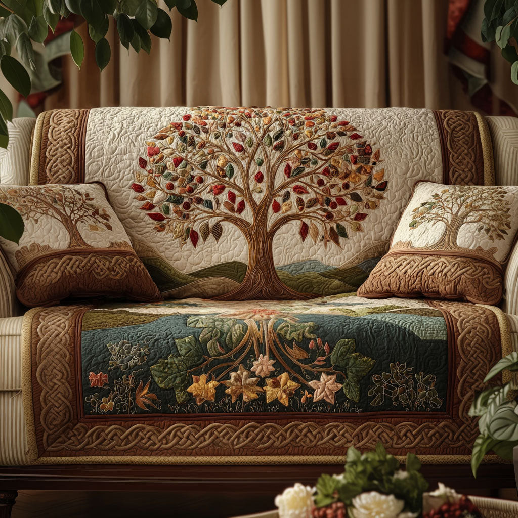 Forest Balance Quilted Sofa Cover Couch Covers Tree Of Life Gifts For Grangarents - Tradiviet