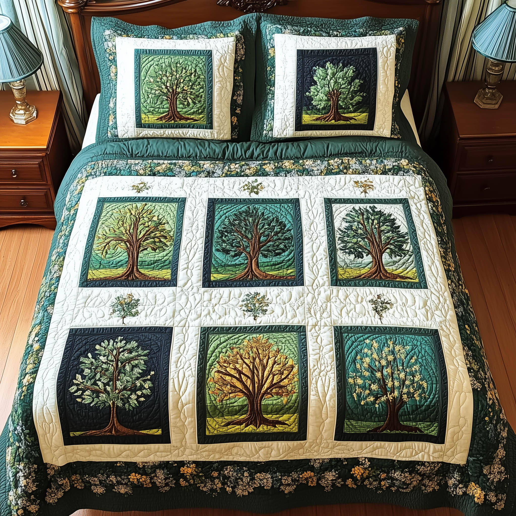 Forest Charm Quilted Bedding Set Forest Charm Layer Gift For Charm Friends - Tradiviet