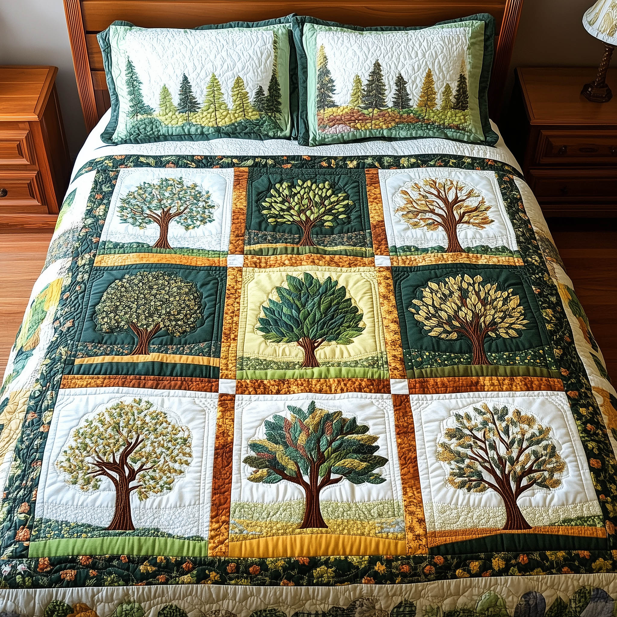 Forest Charm Quilted Bedding Set Forest Charm Room Gift For Forest Charm - Tradiviet