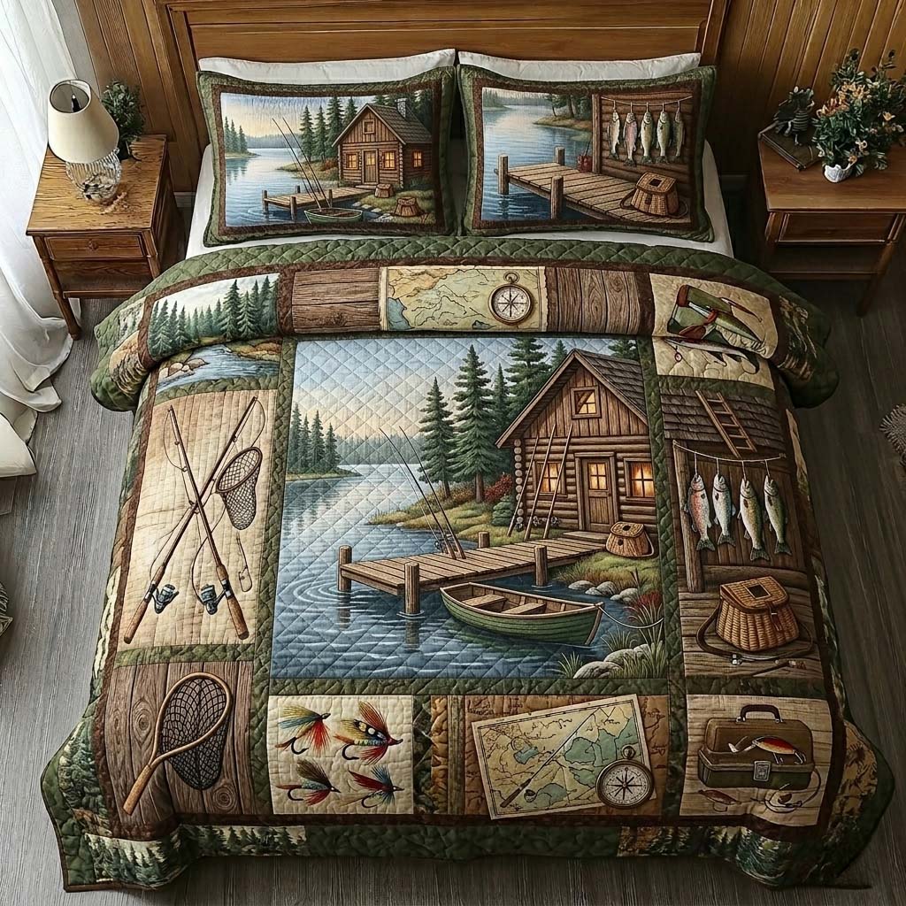 Forest Dock Quilted Bedding Set Forest Dock Quilt Gift For Forest Dock - Tradiviet