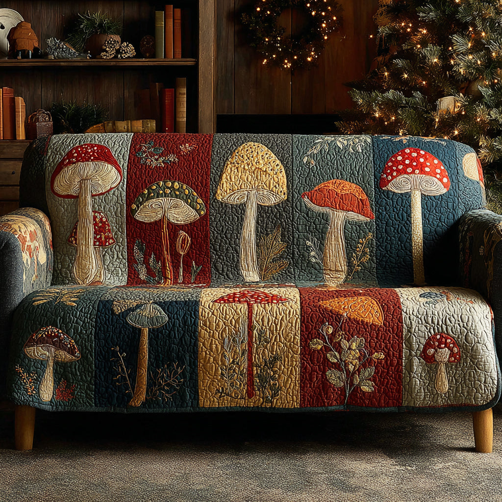 Forest Fungi Haven Quilted Sofa Cover Room Decor Inspiration Great Home Decor Finds - Tradiviet