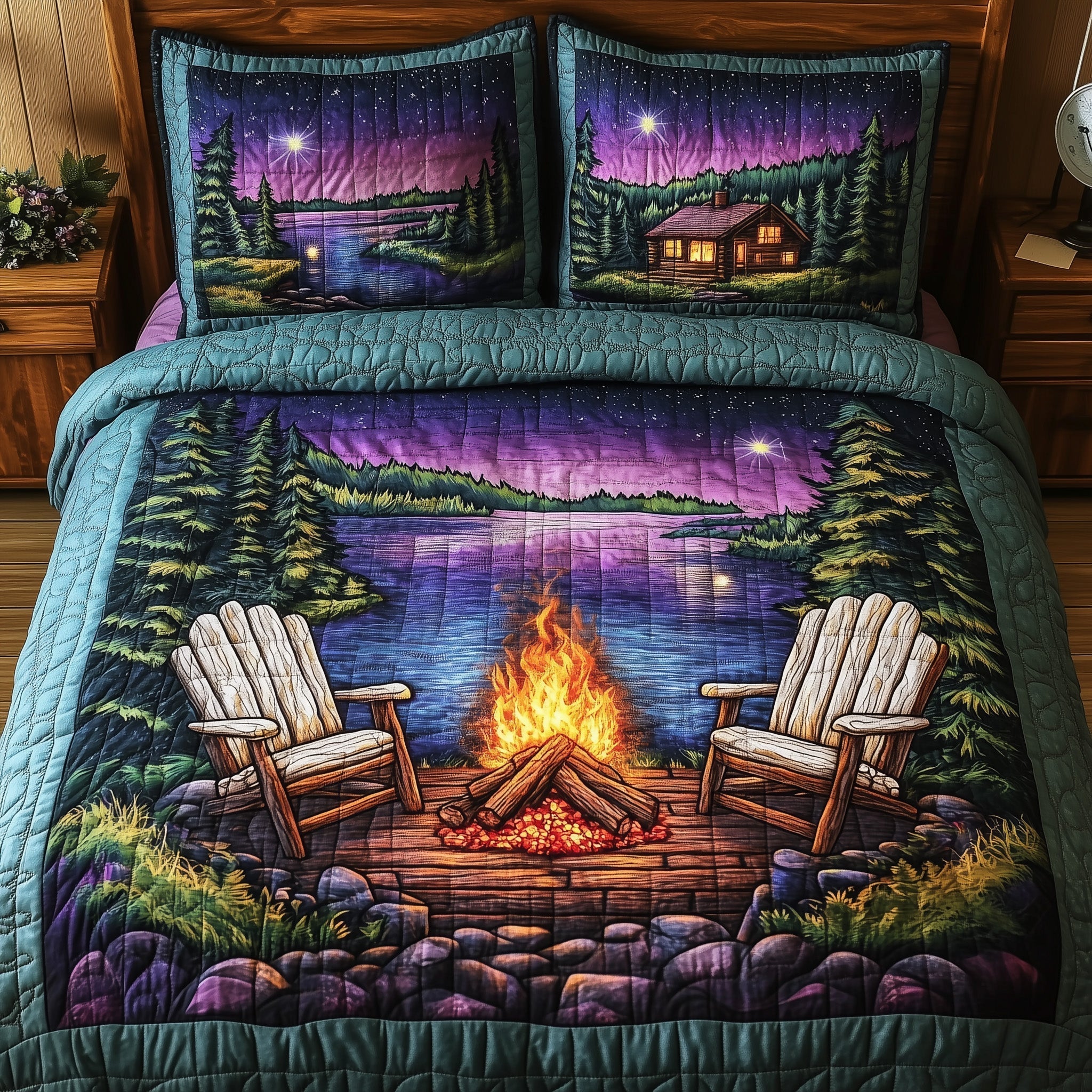 Forest Glow Quilted Bedding Set Forest Glow Modern Gift For Forest Glow - Tradiviet