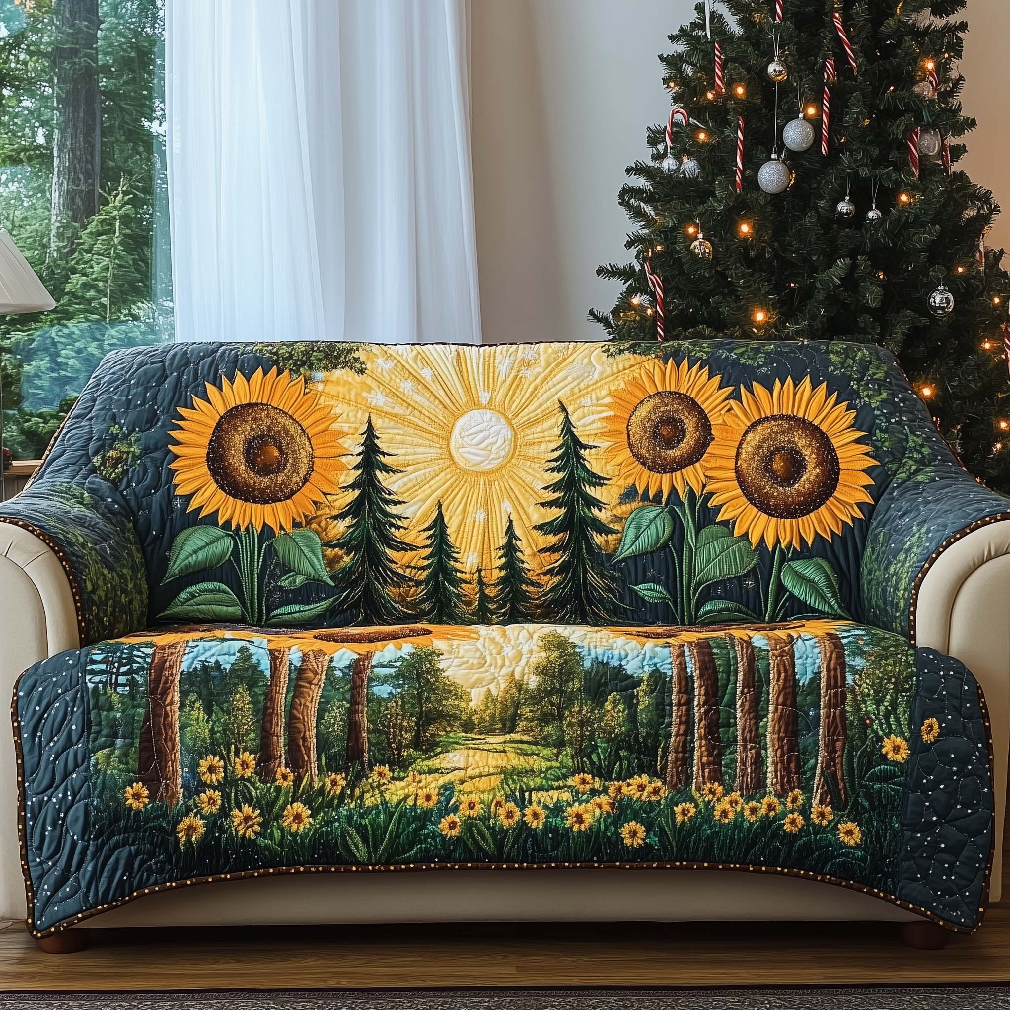 Forest Glow Quilted Sofa Cover Forest Home Couch Cover Gift For House Lover - Tradiviet