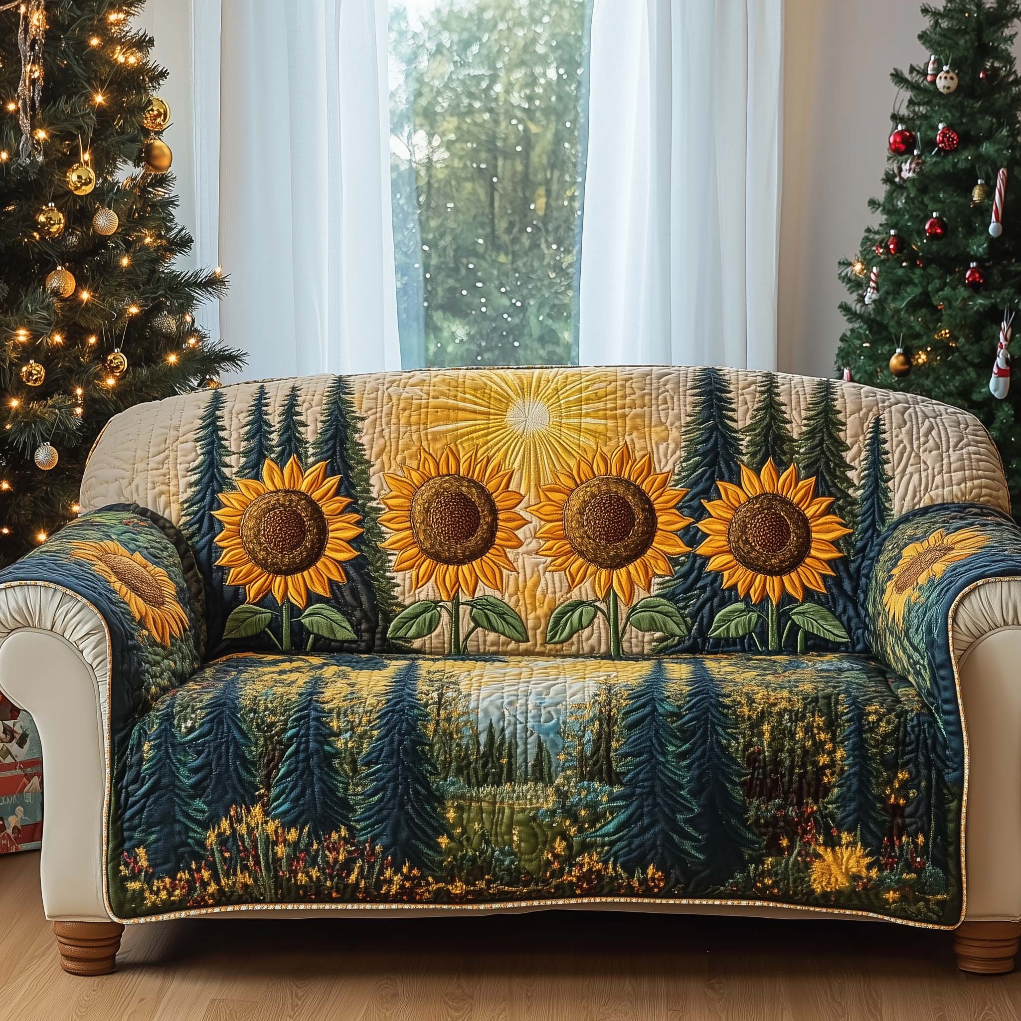 Forest Glow Quilted Sofa Cover Forest Home Couch Cover Gifts For Home Lovers - Tradiviet