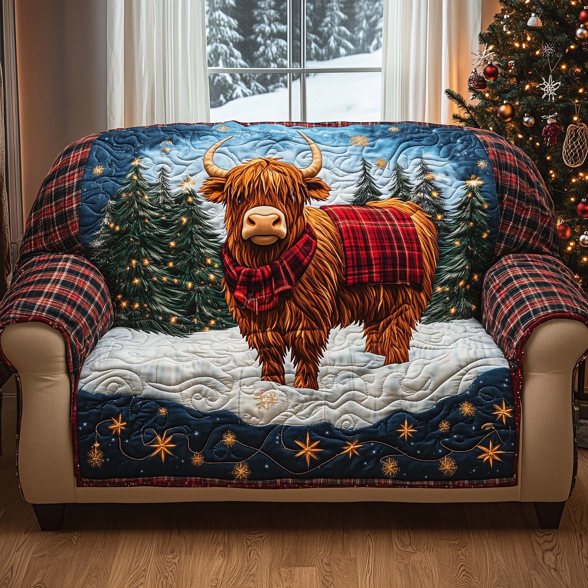 Forest Guardian Quilted Sofa Cover Wildlife Home Couch Cover Unique Home Decor Gifts - Tradiviet