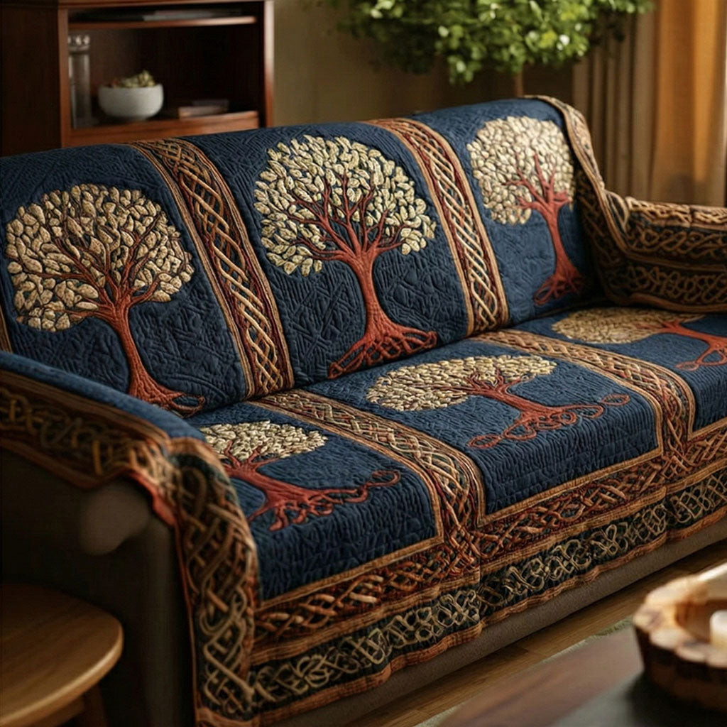 Forest Nature Roots Quilted Sofa Cover The Best Slipcovers Tree Of Life Gifts For Family - Tradiviet