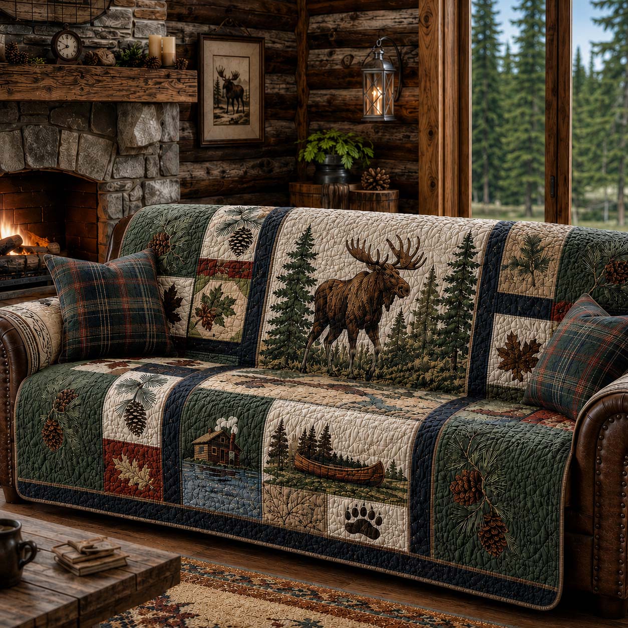 Forest Patch Quilted Sofa Cover Wall Room Decor Perfect Housewarming Gift Ideas - Tradiviet