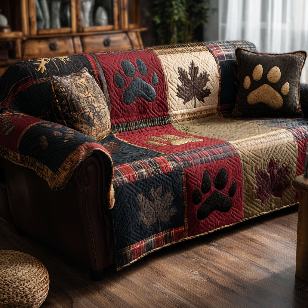 Forest Paws Quilted Sofa Cover Beautiful Home Room Decor Home Gift For Him - Tradiviet