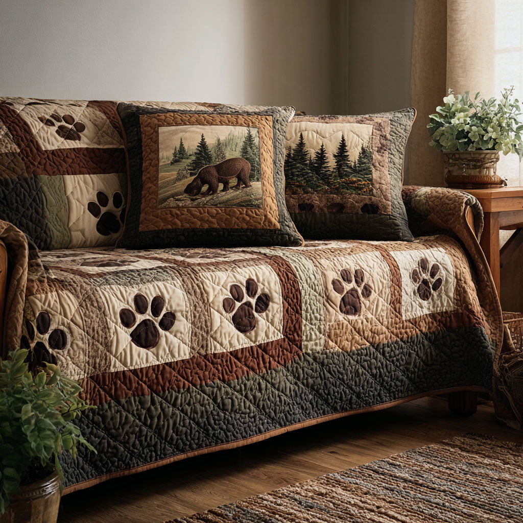 Forest Paws Quilted Sofa Cover Rustic Home Room Decor Great Home Decor Finds - Tradiviet