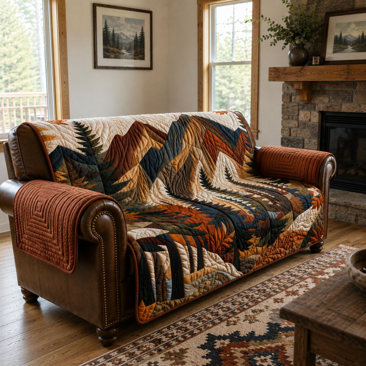 Forest Quilted Sofa Cover Forest Home Couch Cover Present For House Lovers - Tradiviet