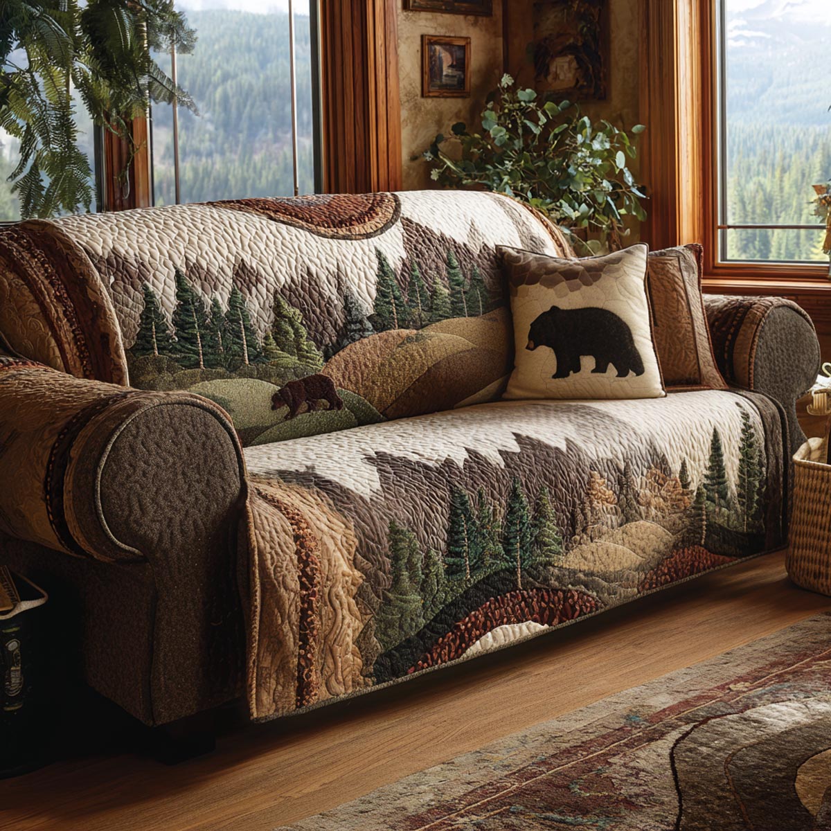 Forest Refuge Quilted Sofa Cover Chic Home Room Decor Gifts For New Homes - Tradiviet