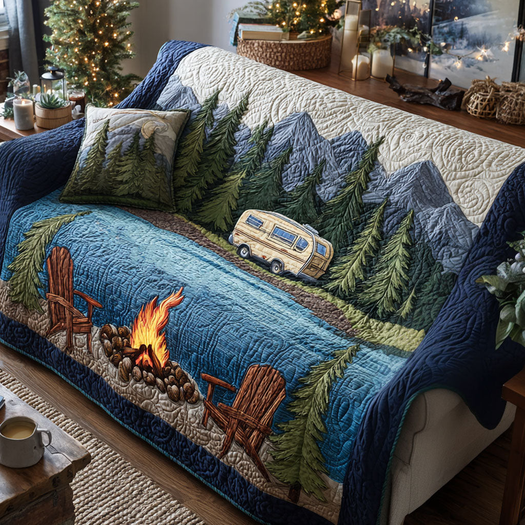 Forest Retreat Quilted Sofa Cover Best Slip Covers For Furniture Unique Ralated Camping Gifts - Tradiviet