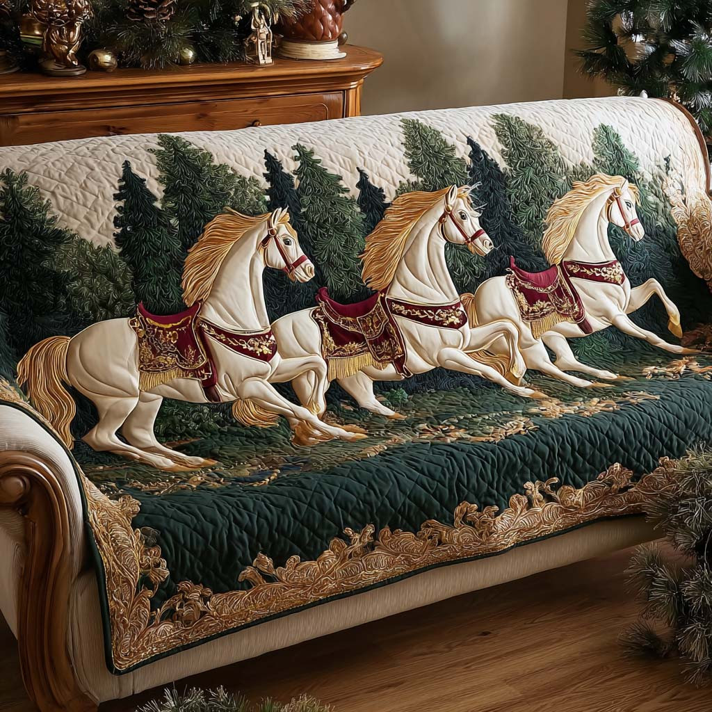 Forest Rider Quilted Sofa Cover Pretty Sofa Covers Equestrian Christmas Gifts - Tradiviet