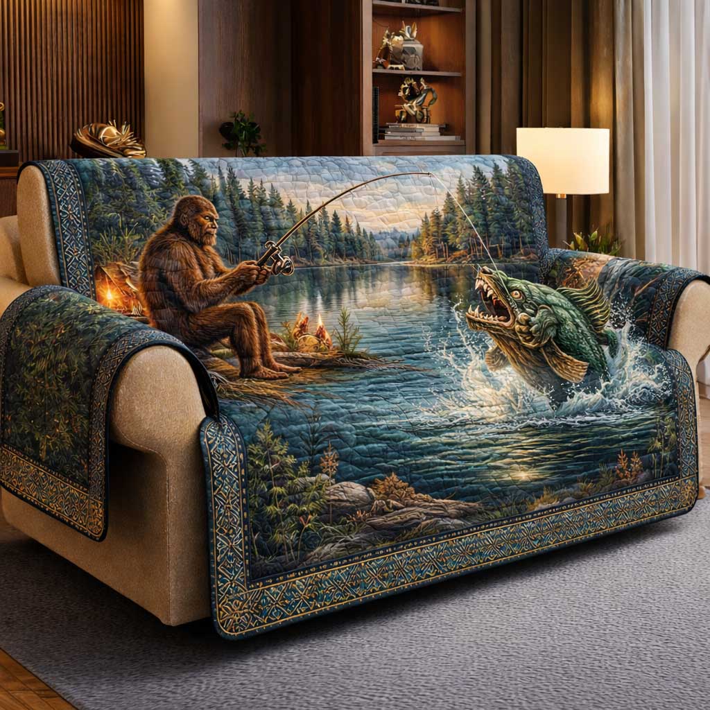 Forest Squatch Quilted Sofa Cover Forest Home Couch Cover Gifts For House Lovers - Tradiviet