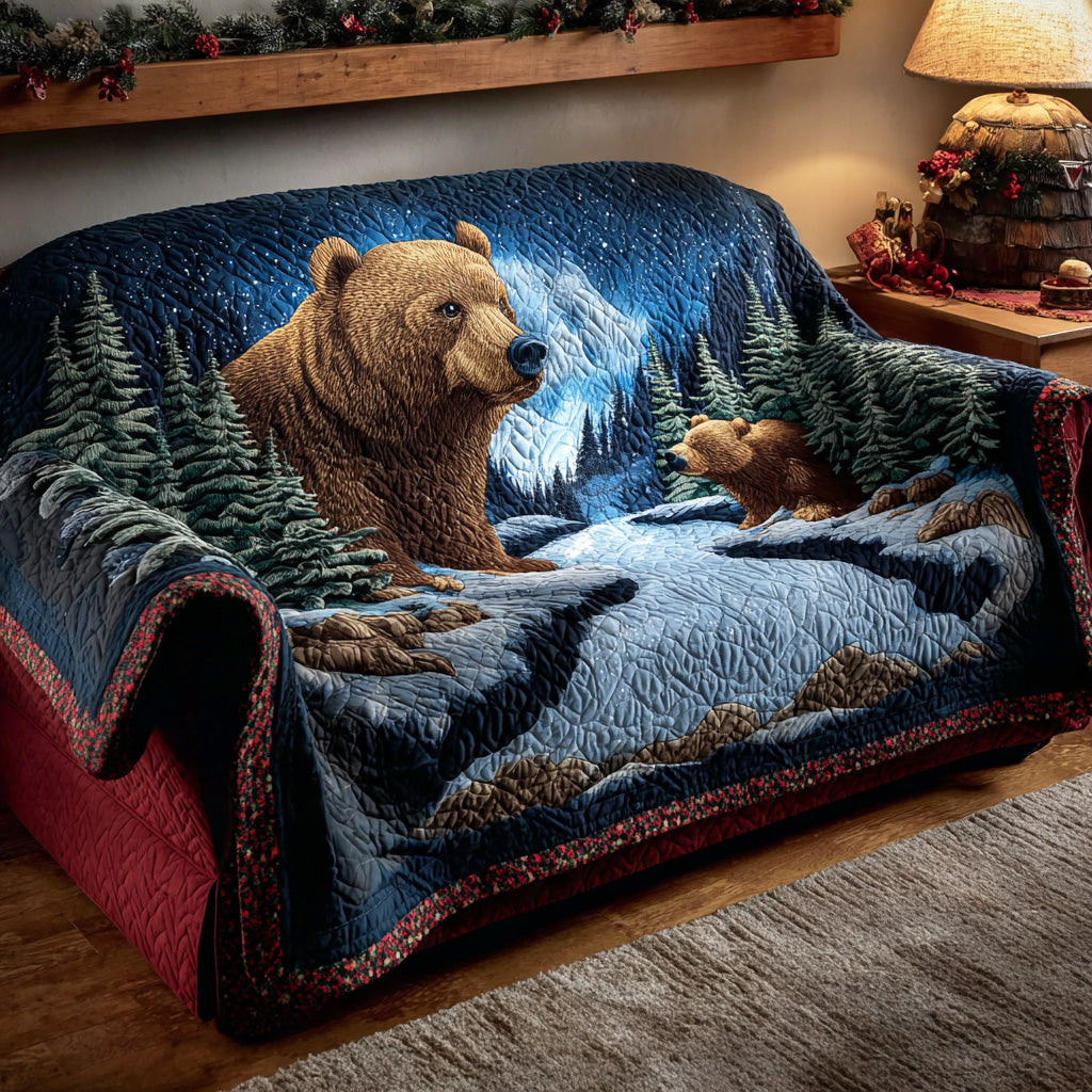 Forest Strength Bear Quilted Sofa Cover Indoor Home Room Decor Awesome Bear Lover Presents - Tradiviet