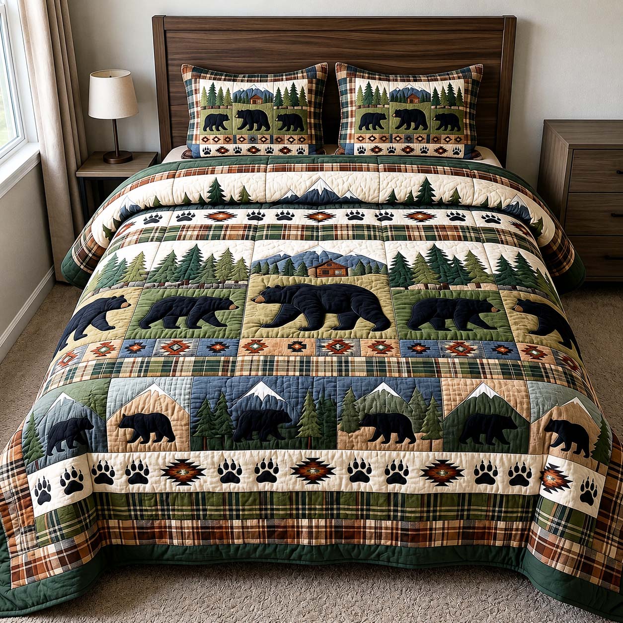 Forest Trail Quilted Bedding Set Forest Trail Texture Gift For Forest Trail - Tradiviet